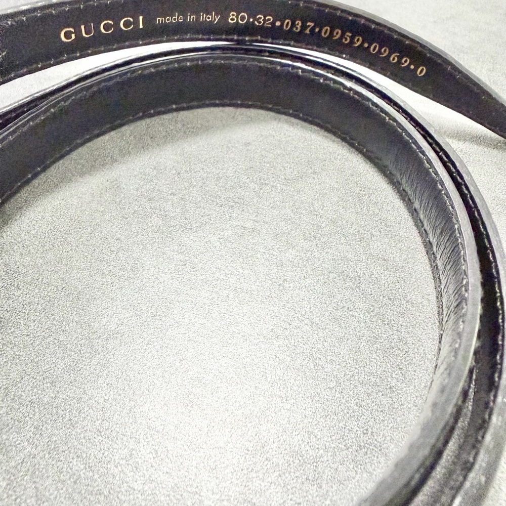 Vintage Gucci Tom Ford Era Black Leather Belt With G Gold Buckle Signed Gucci - Picture 4 of 4